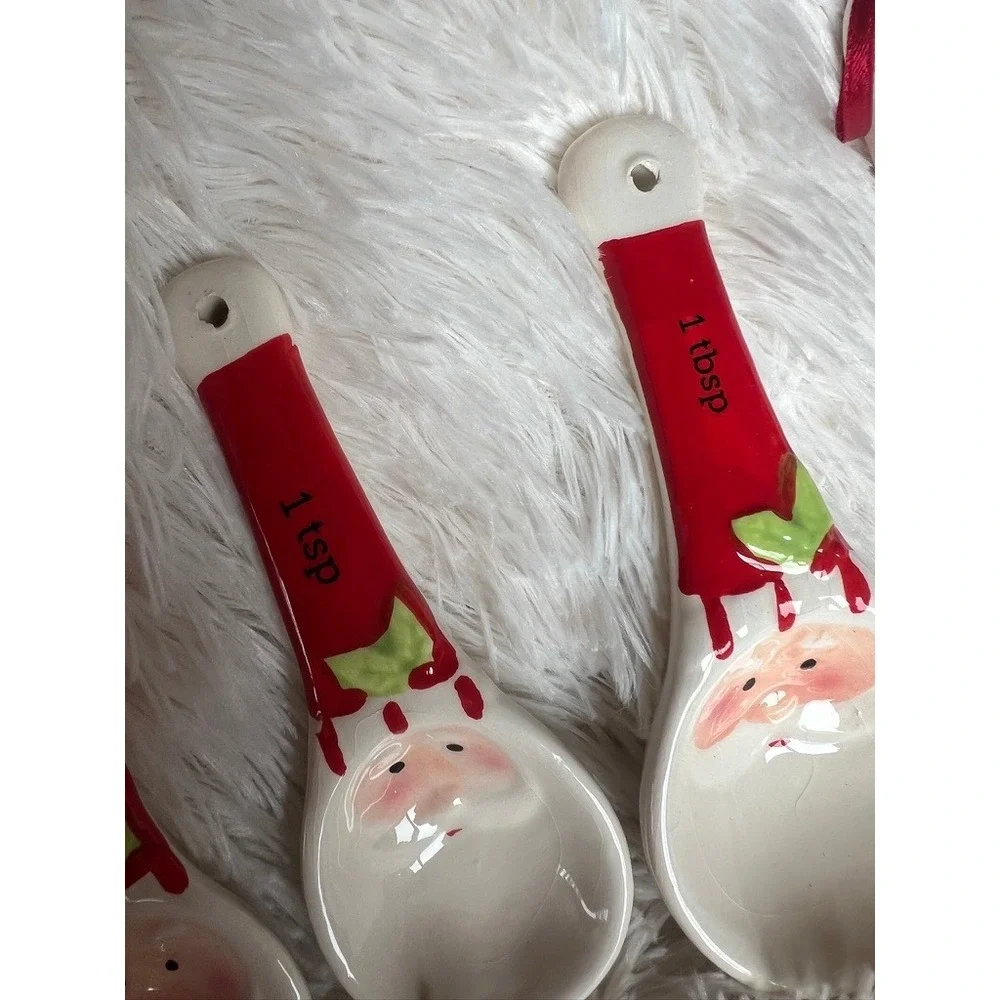 Santa Measuring Spoons Holiday Set Christmas Porcelain Decorative Grandmacore